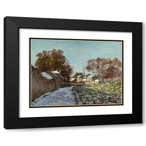 Snow Effect at Argenteuil 1875 Black Modern Wood Framed Art Print with Double Matting by Monet, Claude
