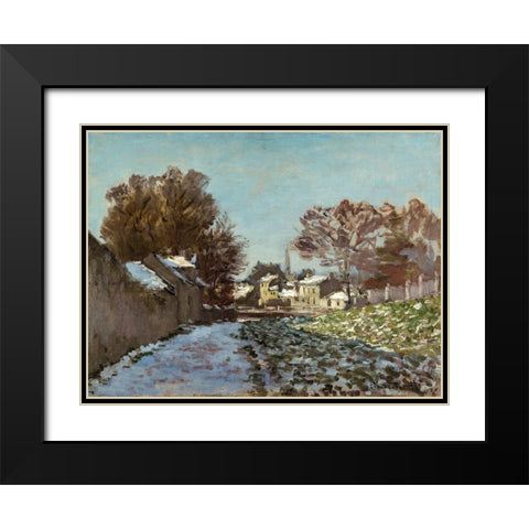 Snow Effect at Argenteuil 1875 Black Modern Wood Framed Art Print with Double Matting by Monet, Claude