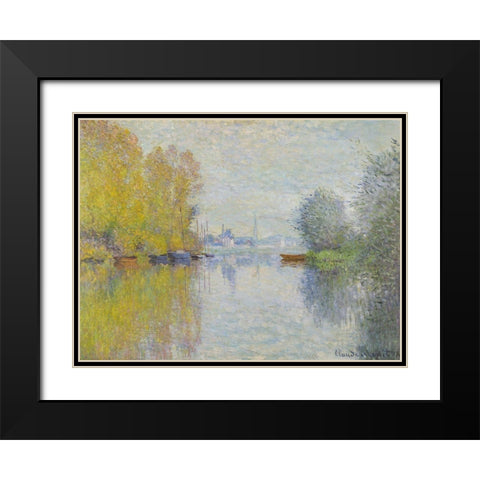 Autumn on the Seine-Argenteuil 1873 Black Modern Wood Framed Art Print with Double Matting by Monet, Claude