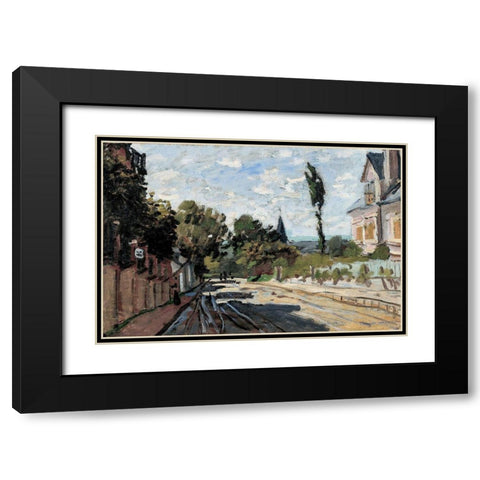 Village Street 1869 Black Modern Wood Framed Art Print with Double Matting by Monet, Claude