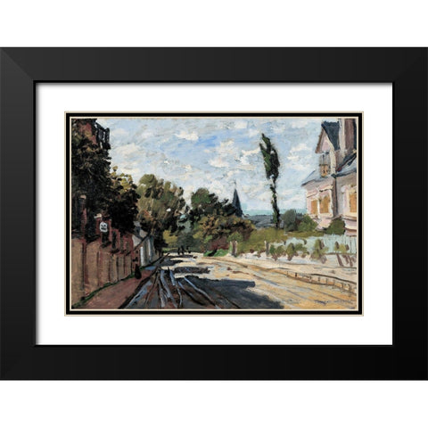 Village Street 1869 Black Modern Wood Framed Art Print with Double Matting by Monet, Claude