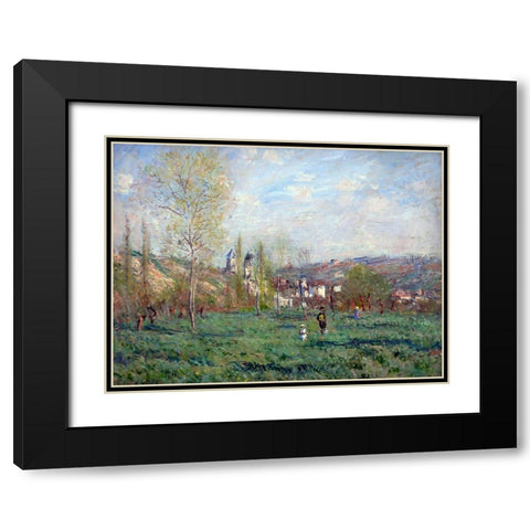 Spring in Vetheuil 1880 Black Modern Wood Framed Art Print with Double Matting by Monet, Claude