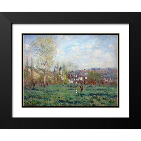 Spring in Vetheuil 1880 Black Modern Wood Framed Art Print with Double Matting by Monet, Claude