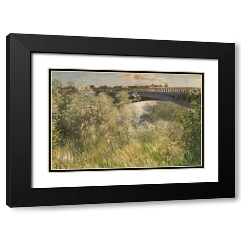 Bridge at Argenteuil 1875 Black Modern Wood Framed Art Print with Double Matting by Monet, Claude