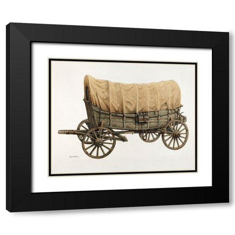Conestoga Wagon 1938 Black Modern Wood Framed Art Print with Double Matting by Brown, Langden H.