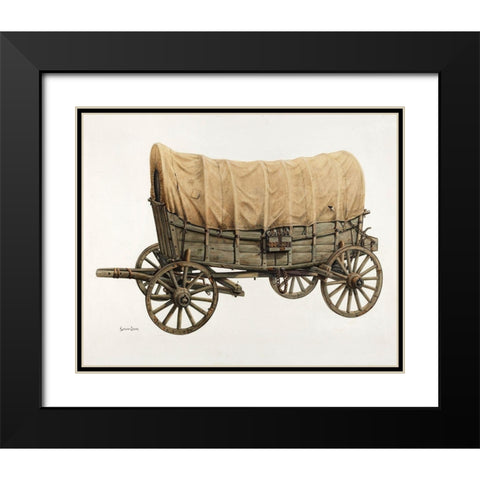 Conestoga Wagon 1938 Black Modern Wood Framed Art Print with Double Matting by Brown, Langden H.