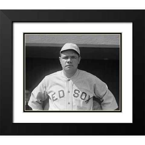 Babe Ruth 1918 Black Modern Wood Framed Art Print with Double Matting by Vintage Photography