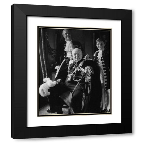 Winston Churchill with his Son and Grandson 1950 Black Modern Wood Framed Art Print with Double Matting by Vintage Photography