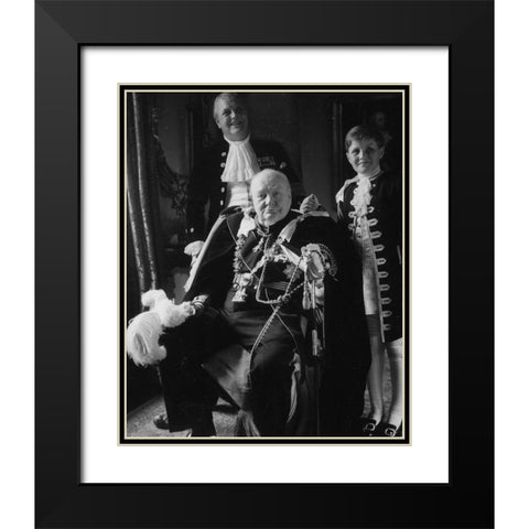 Winston Churchill with his Son and Grandson 1950 Black Modern Wood Framed Art Print with Double Matting by Vintage Photography