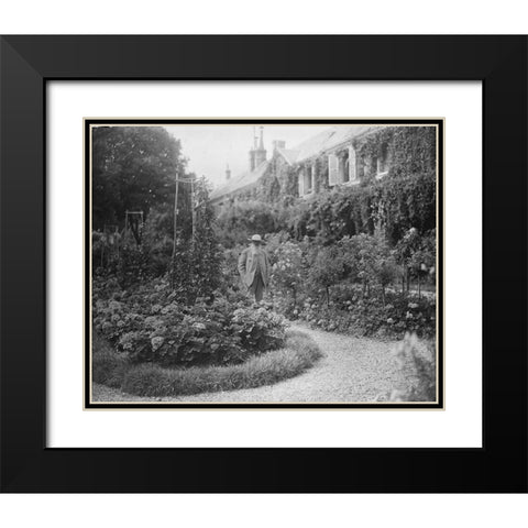 Claude Monet at his House at Giverny 1921 Black Modern Wood Framed Art Print with Double Matting by Vintage Photography