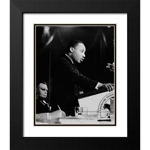 Dr Martin Luther King Jr Black Modern Wood Framed Art Print with Double Matting by Vintage Photography