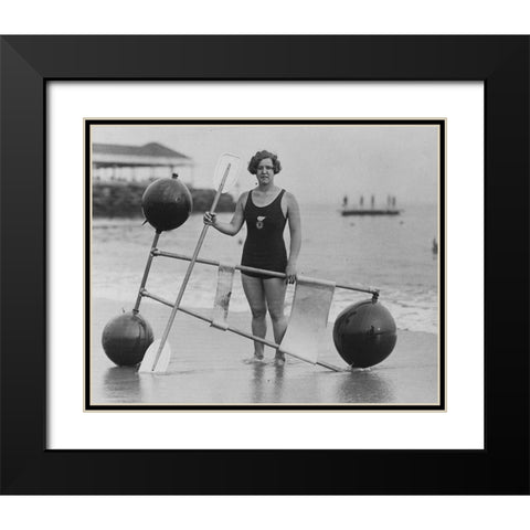 Gertrude Ederle 1925 Black Modern Wood Framed Art Print with Double Matting by Vintage Photography