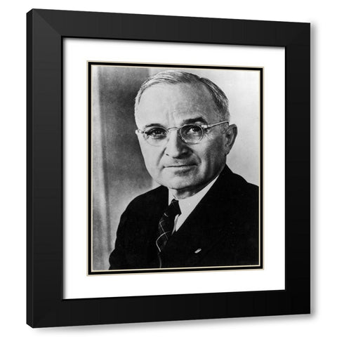 Harry S Truman Black Modern Wood Framed Art Print with Double Matting by Vintage Photography