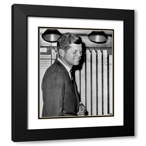 John F Kennedy Voting 1960 Black Modern Wood Framed Art Print with Double Matting by Vintage Photography