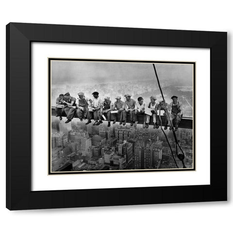 Lunch atop a Skyscraper Black Modern Wood Framed Art Print with Double Matting by Vintage Photography