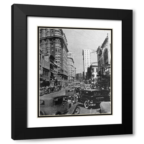 Peachtree Street Atlanta 1938 Black Modern Wood Framed Art Print with Double Matting by Vintage Photography