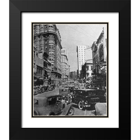 Peachtree Street Atlanta 1938 Black Modern Wood Framed Art Print with Double Matting by Vintage Photography