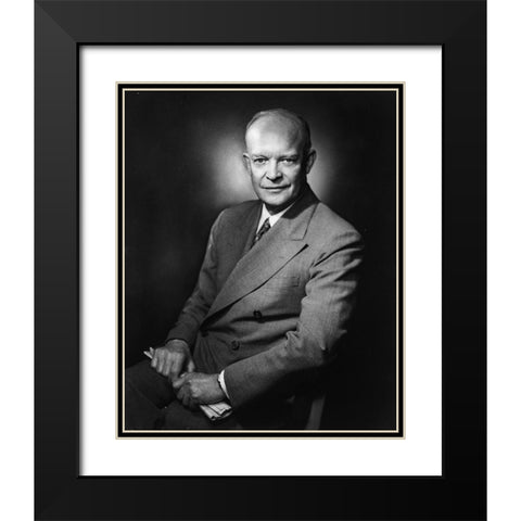 Dwight D Eisenhower Black Modern Wood Framed Art Print with Double Matting by Vintage Photography