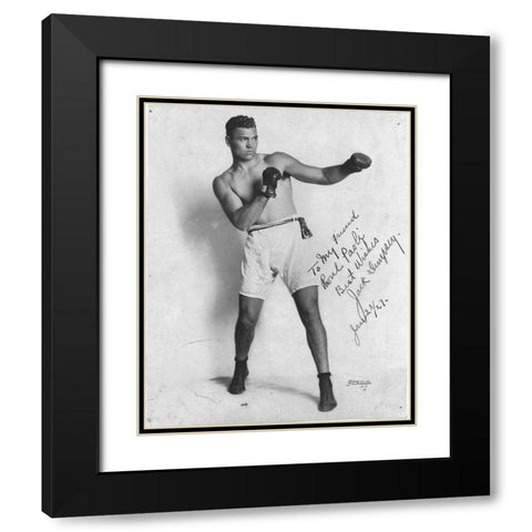 Jack Dempsey 1927 Black Modern Wood Framed Art Print with Double Matting by Vintage Photography
