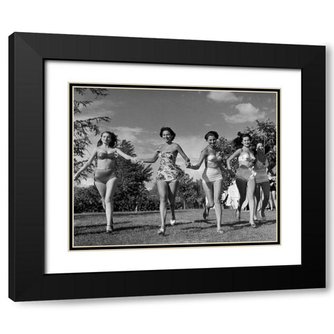 Sophie Lauren in the Miss Italia Contest 1950 Black Modern Wood Framed Art Print with Double Matting by Vintage Photography