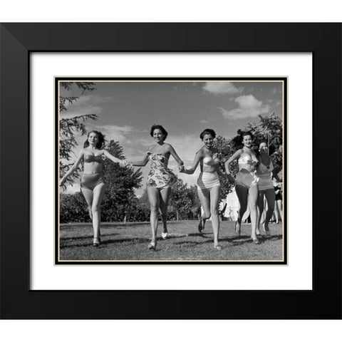 Sophie Lauren in the Miss Italia Contest 1950 Black Modern Wood Framed Art Print with Double Matting by Vintage Photography