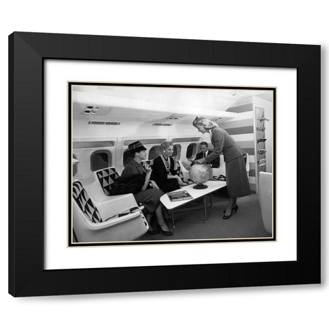 TWA Convair 880 Lounge Black Modern Wood Framed Art Print with Double Matting by Vintage Photography