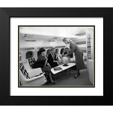 TWA Convair 880 Lounge Black Modern Wood Framed Art Print with Double Matting by Vintage Photography