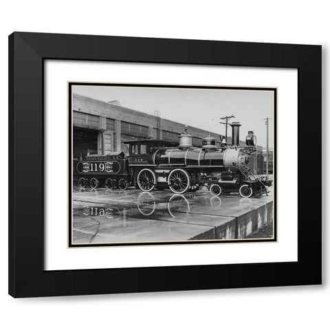 Union Pacific Railroad Engine-The Chicago Railroad Fair 1948 Black Modern Wood Framed Art Print with Double Matting by Vintage Photography