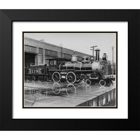 Union Pacific Railroad Engine-The Chicago Railroad Fair 1948 Black Modern Wood Framed Art Print with Double Matting by Vintage Photography