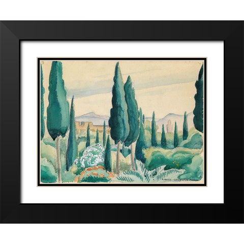 A Moroccan landscape with pine trees Black Modern Wood Framed Art Print with Double Matting by Wegener, Gerda