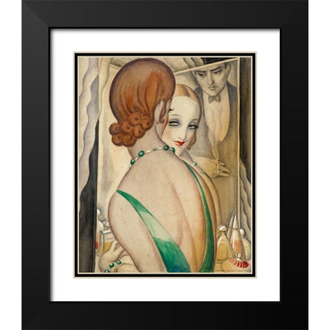 At the Mirror Black Modern Wood Framed Art Print with Double Matting by Wegener, Gerda
