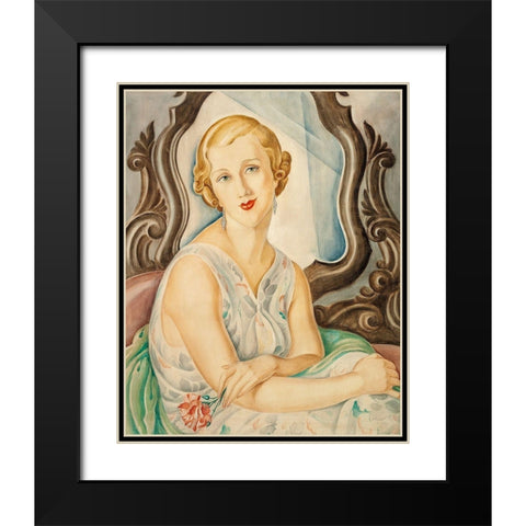 Lady in front of a mirror Black Modern Wood Framed Art Print with Double Matting by Wegener, Gerda