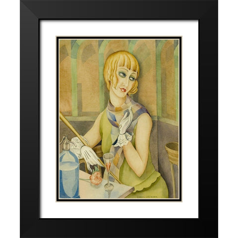Lili Elbe Black Modern Wood Framed Art Print with Double Matting by Wegener, Gerda