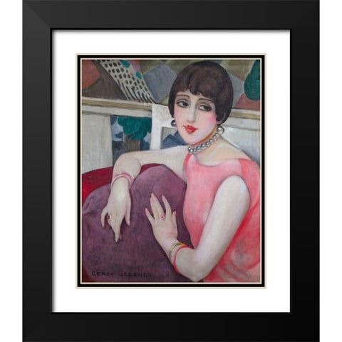 Portrait of Lili Elbe Black Modern Wood Framed Art Print with Double Matting by Wegener, Gerda