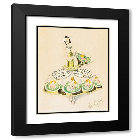 Portrait of solo dancer Ulla Poulsen as a flower girl Black Modern Wood Framed Art Print with Double Matting by Wegener, Gerda