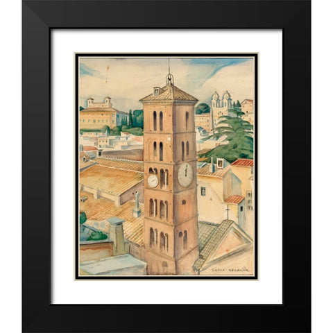View of Rome near the church Trinitati Dei Monti Black Modern Wood Framed Art Print with Double Matting by Wegener, Gerda