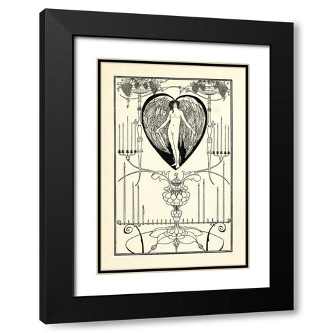 The Mirror of Love Black Modern Wood Framed Art Print with Double Matting by Beardsley, Aubrey