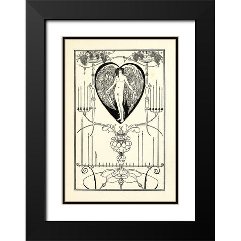 The Mirror of Love Black Modern Wood Framed Art Print with Double Matting by Beardsley, Aubrey