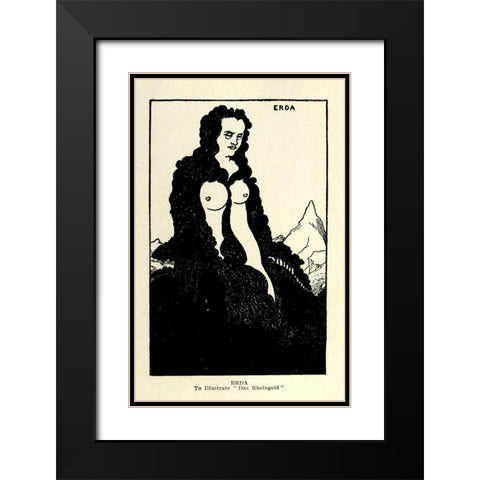 Das Rheingold Erda 1918 Black Modern Wood Framed Art Print with Double Matting by Beardsley, Aubrey