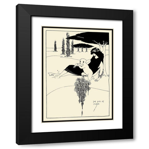 Kiss of Judas 1918 Black Modern Wood Framed Art Print with Double Matting by Beardsley, Aubrey