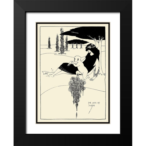 Kiss of Judas 1918 Black Modern Wood Framed Art Print with Double Matting by Beardsley, Aubrey