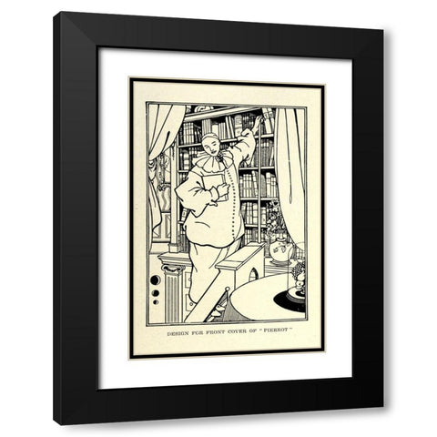 Pierrot 1918 Black Modern Wood Framed Art Print with Double Matting by Beardsley, Aubrey