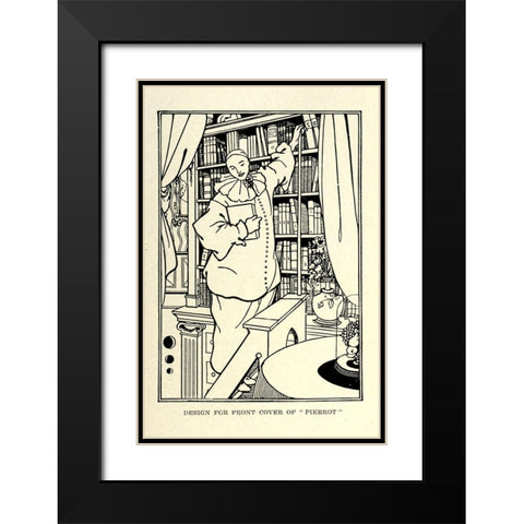 Pierrot 1918 Black Modern Wood Framed Art Print with Double Matting by Beardsley, Aubrey