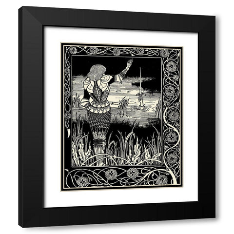 Morte DArthur 1893 - Excalibur from Lake Black Modern Wood Framed Art Print with Double Matting by Beardsley, Aubrey
