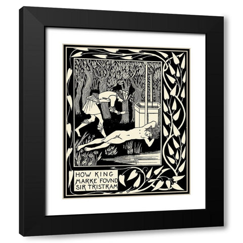 Morte DArthur 1893 - How King Marke found Sir Tristram Black Modern Wood Framed Art Print with Double Matting by Beardsley, Aubrey