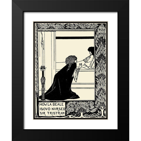 Morte DArthur 1893 - How La Beale Isoud Nursed Sir Tristram Black Modern Wood Framed Art Print with Double Matting by Beardsley, Aubrey