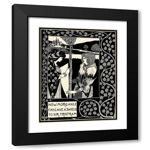 Morte DArthur 1893 - How Morgan le Fay Gave a Shield Black Modern Wood Framed Art Print with Double Matting by Beardsley, Aubrey