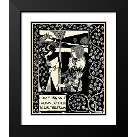 Morte DArthur 1893 - How Morgan le Fay Gave a Shield Black Modern Wood Framed Art Print with Double Matting by Beardsley, Aubrey