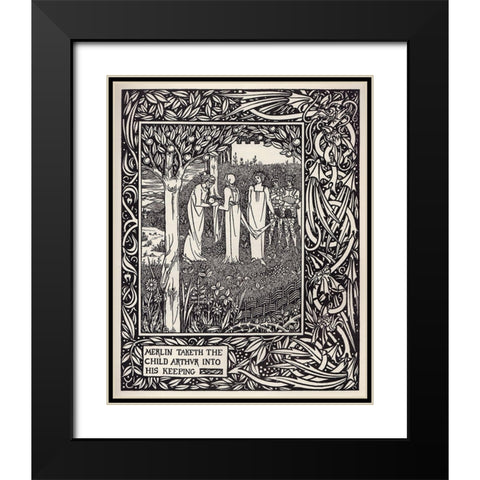 Morte DArthur 1893 - Merlin Taketh Black Modern Wood Framed Art Print with Double Matting by Beardsley, Aubrey