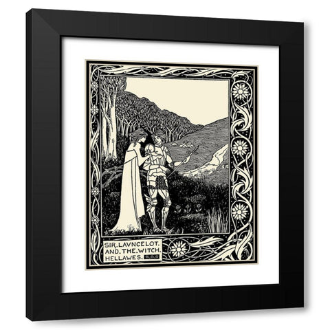 Morte DArthur 1893 - Sir Lancelot Black Modern Wood Framed Art Print with Double Matting by Beardsley, Aubrey